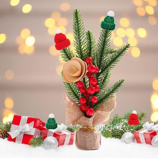 Lot De 24 Mini Chapeaux De Noël Tricotés - Parfait Pour Décorer Bouteilles De Vin, Poupées, Cadeaux Et Sapins (5 X 3,5 Cm)
