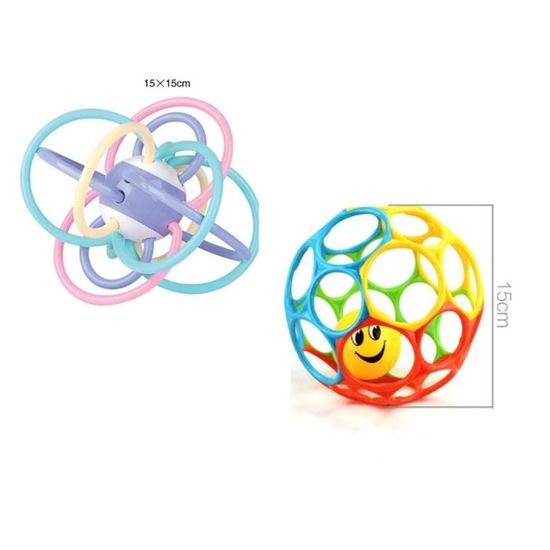 Balle Sensorielle Bébé – Jouet Dentition TPR, Facile à Saisir, Creux, Sans BPA, 9,5 Cm, Dès 3 Mois, Cadeau Nouveau-Né