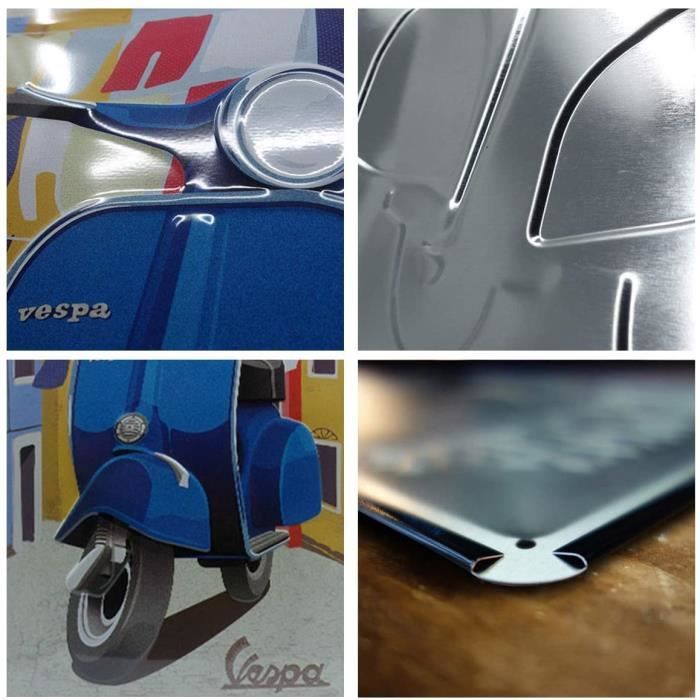 Plaque Métal Vintage Vespa Garage - Décoration Rétro 15x20 Cm