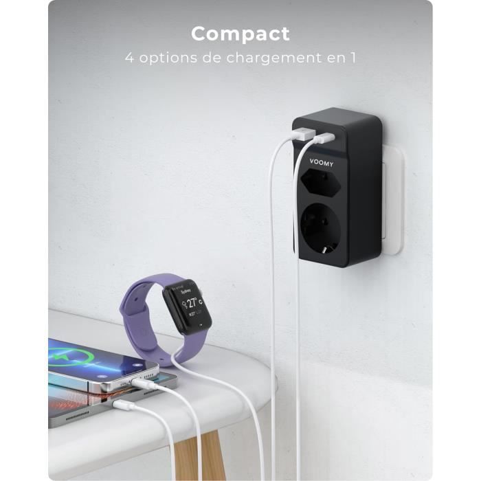 Lot De 10 Prises TerCia 2 Pôles + Terre Double Spécial Goulotte Noire