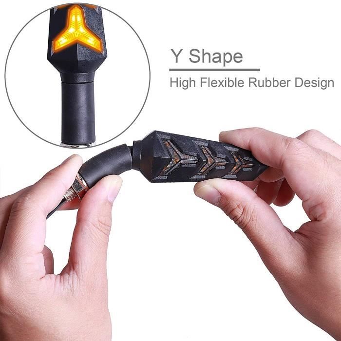 Clignotants Moto Kinstecks 4PCS - LED Amber, Forme Y, IP65 - 12V Pour Scooter, Quad