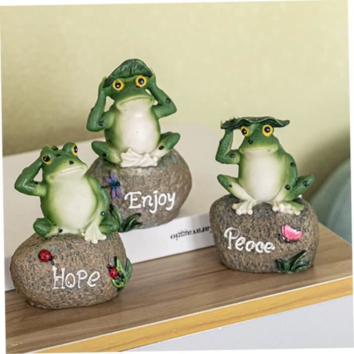 Figurine Céramique Couple De Grenouilles – Vert – Déco Jardin – Sans Marque