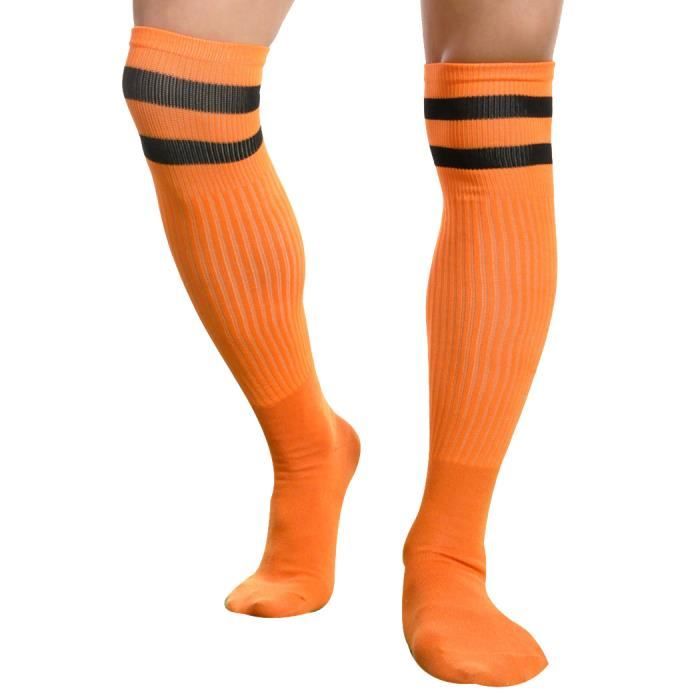 Chaussettes de football athletic longue bande de foot orange Cdiscount Sport