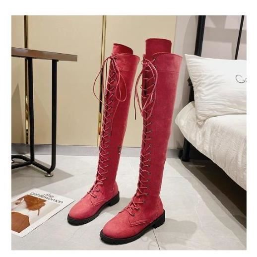 Bottes daim rouge deals