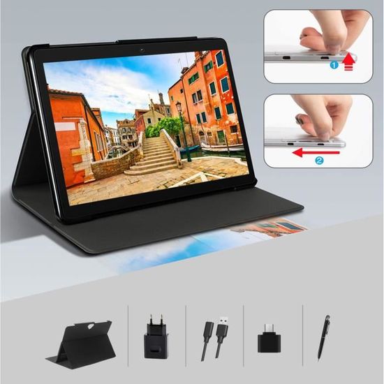 Tablette Tactile 10 Pouces, Android 10.0 Tablette, 4 Go RAM 64 Go ROM, 1280×800 IPS HD