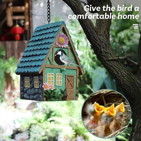Dilwe Nichoir en bois Nid d'oiseau suspendu en forme de rond en bois  naturel bricolage maison d'oiseau en bois pour jardin - Cdiscount Animalerie