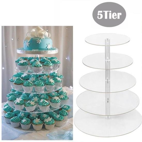 Cupcake Stand rondes en Acier Inoxydable Mariage Gâteau d'anniversaire Affichage Tower 3 tiersp 
