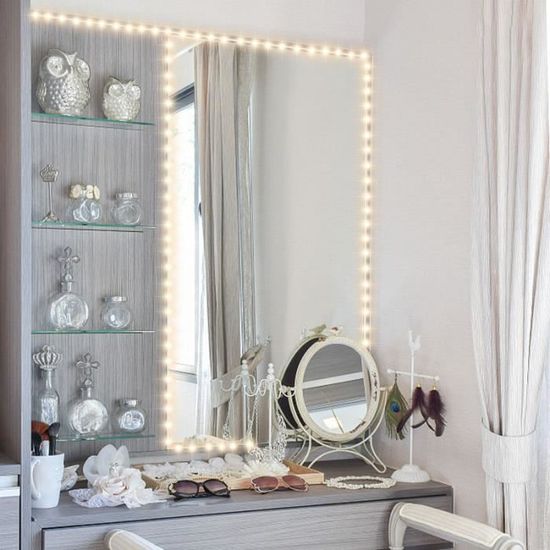 3m - Bande d'éclairage de miroir de maquillage courtoisie pour filles,  lampes LED USB pliables à lumière colo - Cdiscount Maison