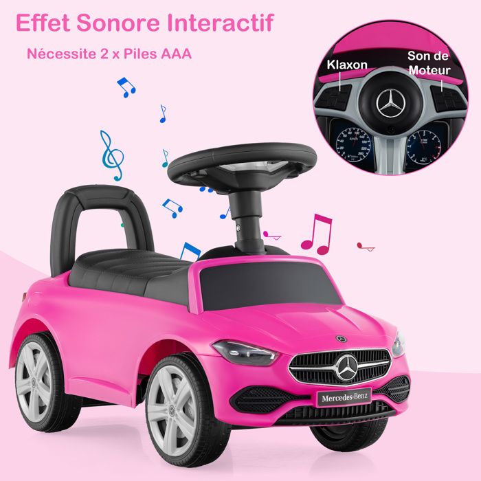 Mercedes-Benz Camion de Pompier Porteur Enfant avec Voyant d'Alarme Voiture à Pousser Bébé avec Musique Charge 23kg pour 2-6 Ans Rouge