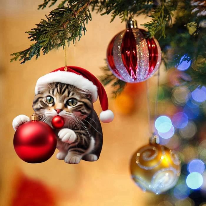 Décoration de Noël en forme de chat noir à suspendre, pour fête de Noël,  décoration d'intérieur, cadeau pour les amoureux des chats : :  Cuisine et Maison