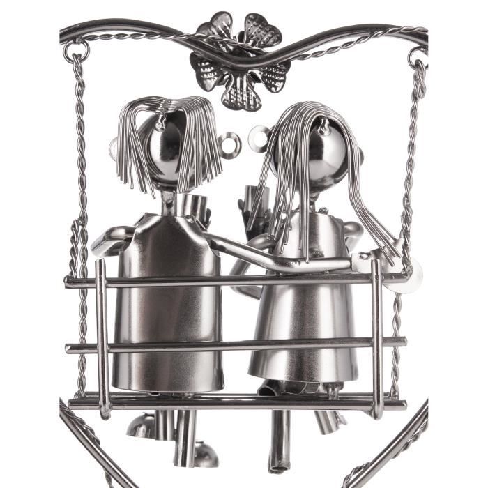 BRUBAKER Porte-Bouteille Vin Métal – Couple De Mariés Mariage – Sculpture Artisanale + Carte Cadeau Incluse