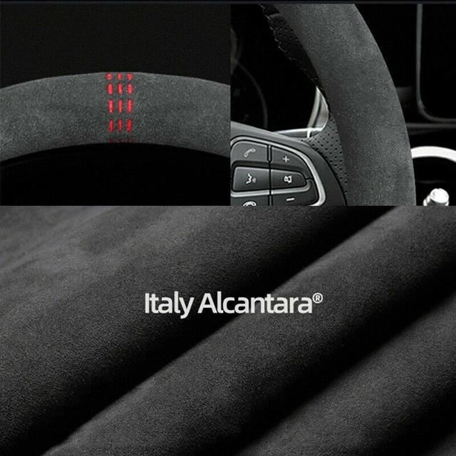 Juste de volant de voiture en cuir Alcantara noir, accessoires de