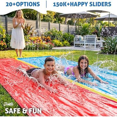 Ventriglisse, Toboggan Aquatique 610 cm /20 ft, Tapis de Glisse Eau Enfant à Triple Piste avec 3 Bodyboards, Tapis Glissant Enfant - Jeux - Jouets