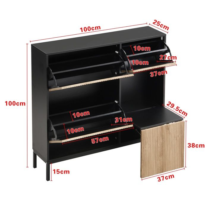 Meuble à Chaussures à Deux Portes Avec étagère à Chaussures