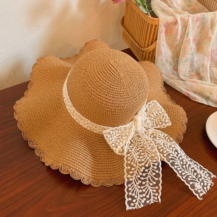 Chapeau De Soleil Léger Motif Floral Chapeau-éventail Pliable En Bambou - Léger, Design Floral Creux, Idéal Pour Le Soleil Et Les Voyages