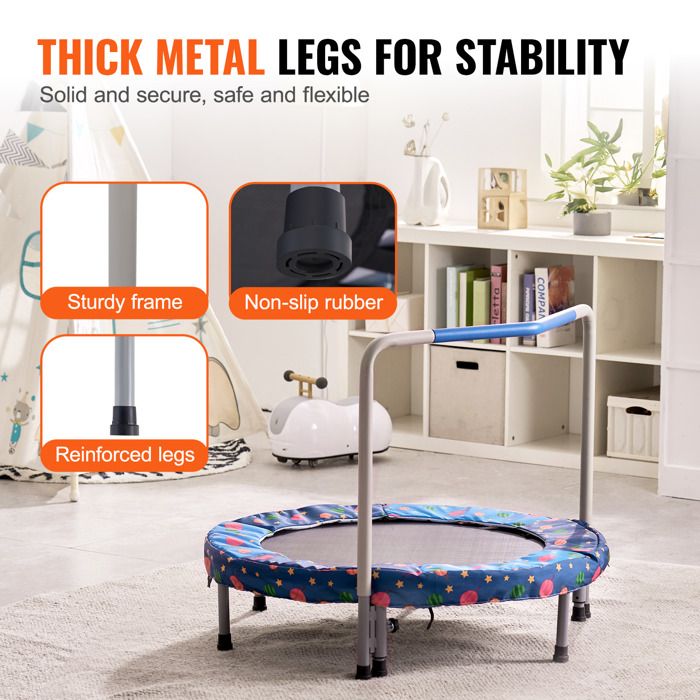 Mini trampoline enfant VEVOR pliable avec poignée, 955 x 750 mm, cadeau d' anniversaire 3+, garçons et filles, bleu | Leroy Merlin