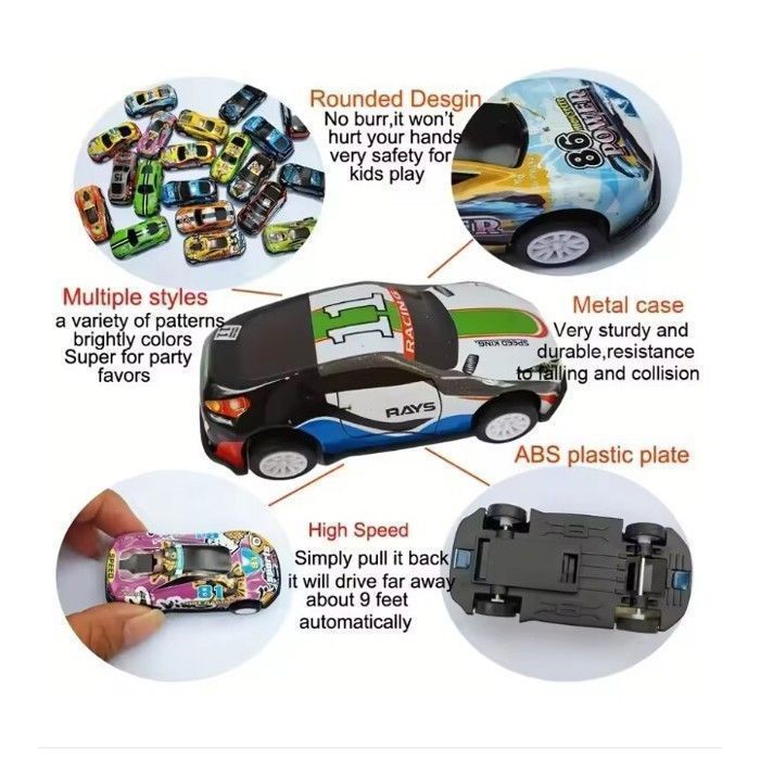 Coffret De 8 Petites Voitures Jouets - Mini Voitures à Friction (pull Back) - Pour Enfants 3 à 8 Ans - Choix Aléatoire De Modèles