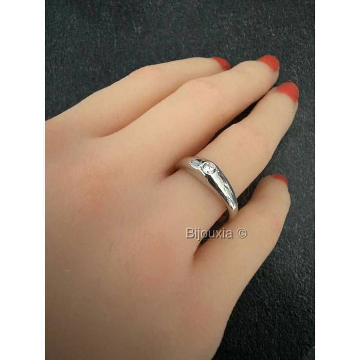 bague fine alliance jonc argent massif tour complet zirconium griffé