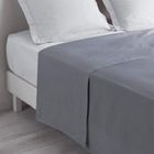 BRAND ALPES BLANC - Drap plat 270x325 cm gris anthracite en coton - Tissage 57 fils, doux, respirant et résistant pour grand lit double