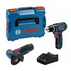 BOSCH PROFESSIONAL Pack 2 outils BOSCH Perceuse-visseuse GSR 12V-15 + Meuleuse angulaires GWS 12V-76 + 2 batteries 2Ah 12V + chargeur en L-BOXX