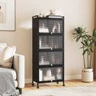 Étagère de Cuisine 5 Niveaux avec 4 Portes PC Escamotables - COSTWAY - Noir - Métal - 60 x 32 x 154 cm