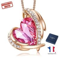 Collier Femme Bijoux Luxe - Argent S925 - Pendentif Cristal Cœur Diamanté - Cadeau ST Valentin Mariage Anniversaire