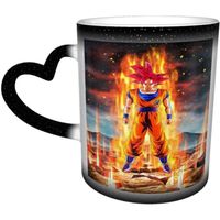 Tasses à café en céramique - Boiling Power Super Saiyan Goku Magic Funny Art - Image révélée - 300 ml - Noir