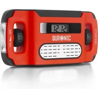 Duronic Apex Radio - Alarme - Lampe Torche - Chargeur USB dynamo et solaire - ne nécessite aucune pile