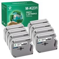 Compatible Rubans d'étiquette MK231 M-K231 GREENSKY pour Brother MK231 Brother M-K231 Cassette,12mm Noir sur Blanc, Lot de 8