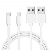 Lot 2 Cables pour SONY XPERIA 10,XZ3,XZ2,XZ1,XZPREMIUM,XCOMPACT,XA1,XA2,L3,L2,L1 - Cable USB-C Nylon Tressé Argent Blanc[Phonillico®