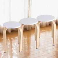 ABI Tabourets empilables en bois cintré  pour maison salon meubles décor - Anti-dérapant - Blanc En Stock