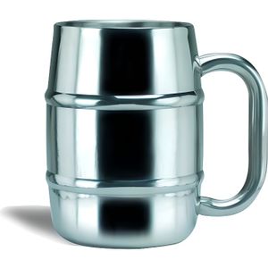 Chope biere tonneau en acier inoxydable 2 Tailles pichet avec anse Paroi Gobelet Thermos