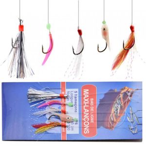 10 Packs taille 1//0 pêche piscatore Sabiki Gold 6 crochets Rig Appâts Poissons leurres #1//0