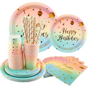 Set vaisselle fête/anniversaire Santex - 10x assiettes/25x serviettes -  argent - karton