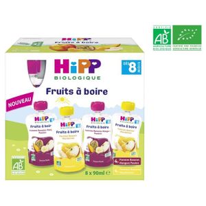 BOISSONS FRUITÉES Hipp Bio Fruits à Boire Gourde Multipack 2 Variétés +8m 8 x 90ml