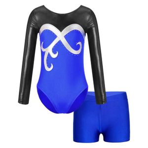 Justaucorps Gymnastique Fille 3 Pièces - Avec Short Et Bandeau, Taille 3-12 Ans, Motifs Pailletés