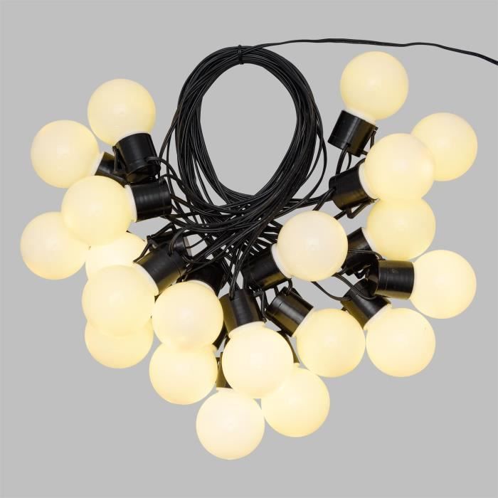 LOTTI Guirlande lumineuse extérieure - 20 ampoules G50 LED - 3,6 W Ø50 x H60 mm - Blanc chaud - 10 mètres - Maison