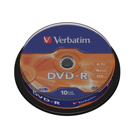 DVD-R VERBATIM 16x (10) - Capacité 4.7 Go - Spindle