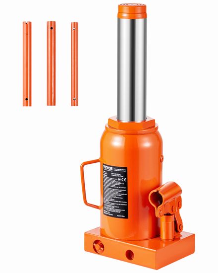 Cric Hydraulique Bouteille 10T – Hauteur Mini 185 Mm, Course 120 Mm, Poignée 3 Sections - 5