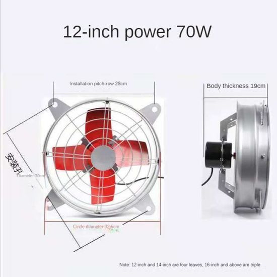 12 pouces ROYAUME-UNI-Powerful Industrial Ventilation Extractor Metal ...