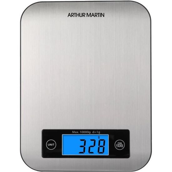Balance de cuisine électronique ARTHUR MARTIN - Portée 10 kg - Graduation 1 g - Ecran LCD