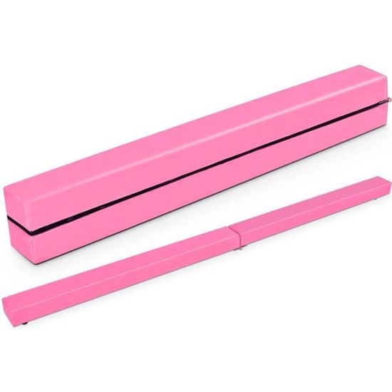 Poutre Équilibre Pliable RELAX4LIFE 2.4m - Similicuir Marron - Gymnastique Danse