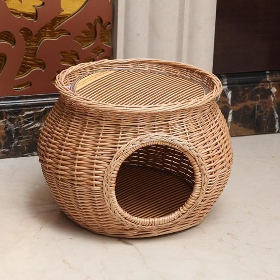 Fait A La Main En Osier Rotin Panier Chat Lit Grotte Chien Maison Pet Maison Rotin Meubles Chenil Deux Niveaux Chat Maisons Cdiscount Animalerie