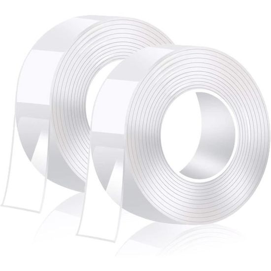 Ruban Adhésif Lavable Sans Traces, Réutilisable, Transparent