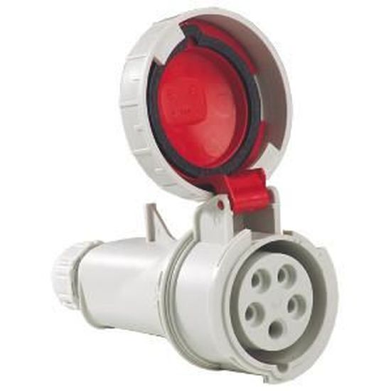 Prise Femelle Triphasée BALS 31158F – 4 Broches, 32A, 380V, étanche IP, Rouge