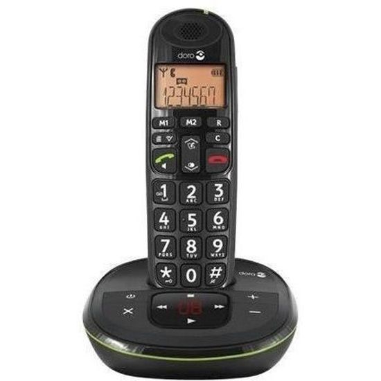 DORO Téléphone sans fil PhoneEasy 105wr - Système de répondeur avec ID d'appelant - DECT\GAP - Noir