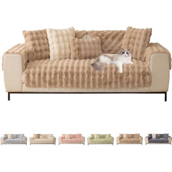 Couverture De Canapé Grande Taille Couleur Crème - Microfibre Douce Et Imperméable - Anti-griffes Pour Chat - Plusieurs Dimensions