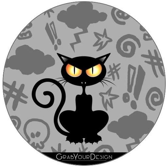Dessous De Verre Rond Colere Dessin Anime Chat Noir Sot Cdiscount Maison