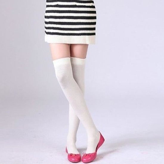 Chaussettes Longues En Tricot Côtelé Pour Femmes Style Lolita