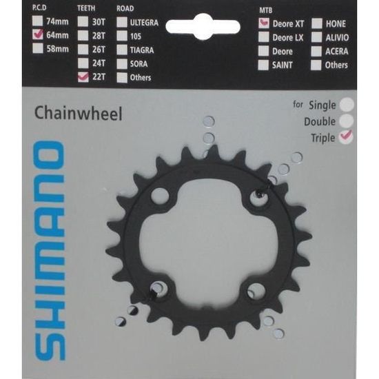 Ensemble Plateaux Shimano Biopace – 48/38/28, Noir, MTB, XT LX Dx
